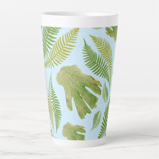 Groen blad Blauw van kleur. bladpatroon Latte Mok (Voorkant)