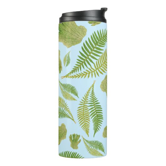 Groen blad Blauw van kleur. bladpatroon Thermosbeker (Gedraaid links)