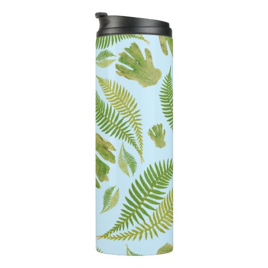 Groen blad Blauw van kleur. bladpatroon Thermosbeker (Geroteerd rechts)