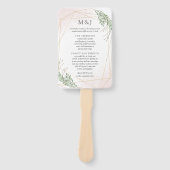 Groen Blad & Blush Trouwprogramma Handwaaier (Voorkant)