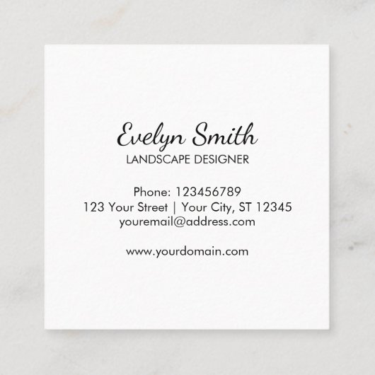 Groen blad Botanisch Patroon Vierkant Vierkante Visitekaartje (Achterkant)