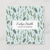 Groen blad Botanisch Patroon Vierkant Vierkante Visitekaartje (Voorkant)