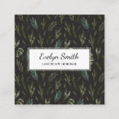 Groen blad Botanisch Patroon Vierkant Vierkante Visitekaartje (Voorkant)