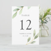 Groen Blad Botanisch Trouwtafel Nummer 5x7 Kaart (Staand voorkant)