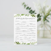 Groen blad bruiloft advies Kaarten, rustiek groen Briefkaart (Staand voorkant)