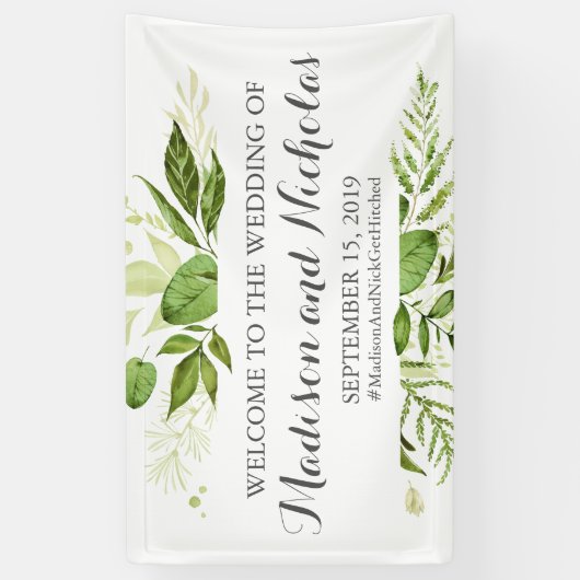 Groen Blad Bruiloft Banner Decoratie, Rustiek Groe (Verticaal)