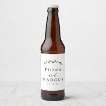 Groen Blad Bruiloft Bier Fles Label