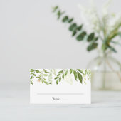 Groen Blad Bruiloft Flat Place Card Rustiek groen Plaatskaartje (Staand voorkant)