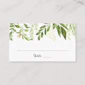 Groen Blad Bruiloft Flat Place Card Rustiek groen Plaatskaartje (Voorkant)
