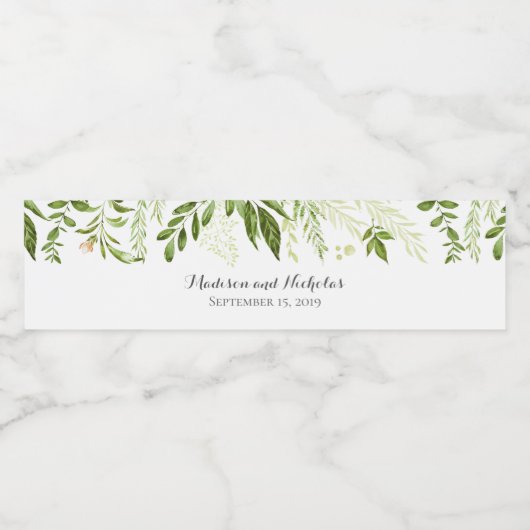 Groen Blad Bruiloft Waterfles Etiketten, Groen Waterfles Etiket (Enkel label)