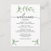 Groen blad bruiloft weekend welkom geïllustreerd informatiekaartje (Voorkant)