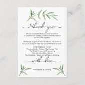 Groen blad bruiloft weekend welkom geïllustreerd informatiekaartje (Achterkant)