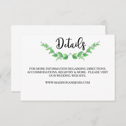 Groen blad Details Kaart (Voorkant / Achterkant)