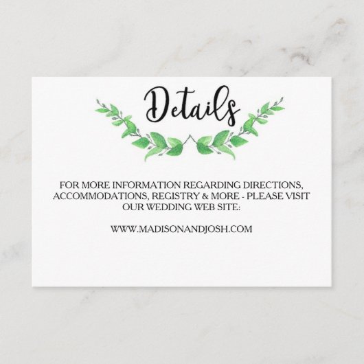 Groen blad Details Kaart (Voorkant)