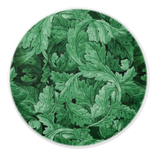 Groen blad (door William Morris) Keramische Knop (Voorkant)