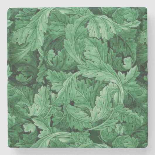 Groen blad (door William Morris) Stenen Onderzetter (Voorkant)