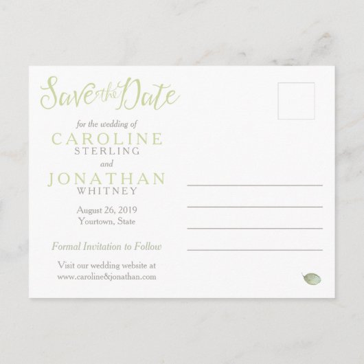 Groen blad Eenvoud Bewaar het Datum Briefkaart (Achterkant)