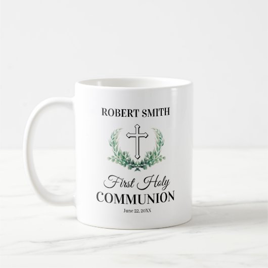 Groen blad eerste communie koffiemok (Links)