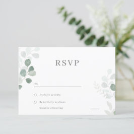 Groen blad Elegant Bruiloft RSVP Kaartje