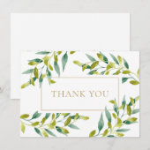 Groen blad elegant goud geometrisch bedankkaart (Voorkant / Achterkant)