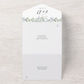 groen blad elegante script bruiloft all in one uitnodiging (Buitenkant)