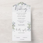 groen blad elegante script bruiloft all in one uitnodiging (Binnen)