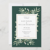 Groen Blad Emerald Gouden Bruiloft Kaart (Voorkant)