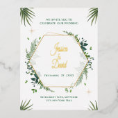 Groen blad en Gouden Bruiloft uitnodigen Folie Uitnodiging Briefkaart (Voorkant)
