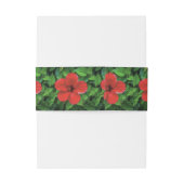 Groen blad en rode bloem uitnodigingen wikkel (Achterkant Voorbeeld)