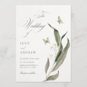 Groen blad Esthetische elegante bruiloft Kaart (Voorkant)