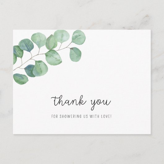 Groen Blad Eucalyptus - babyshower bedankje Briefkaart (Voorkant)