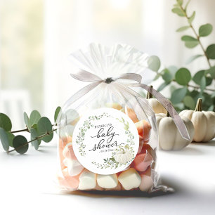 Groen Blad Eucalyptus Pompoen Herfst Baby Shower Ronde Sticker