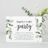 Groen Blad Eucalyptus, Zwarte Inkt, Trouwen Elopem Kaart (Staand voorkant)