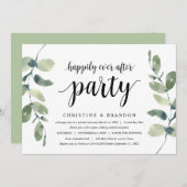 Groen Blad Eucalyptus, Zwarte Inkt, Trouwen Elopem Kaart (Voorkant / Achterkant)