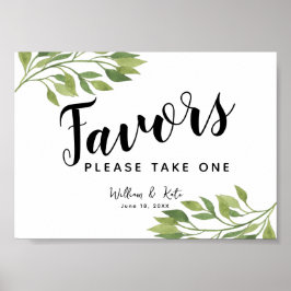 groen blad Favors party of bruiloft sign Poster