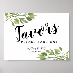 groen blad Favors party of bruiloft sign Poster
