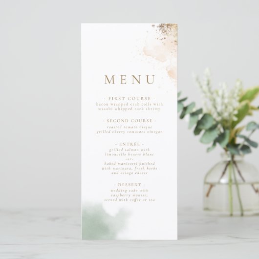 Groen blad Goud Eucalyptus Menu (Staand voorkant)