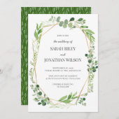 Groen blad goud Terrarium Bruiloft uitnodiging (Voorkant / Achterkant)
