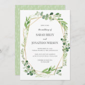 Groen blad goud Terrarium Bruiloft uitnodiging (Voorkant / Achterkant)