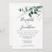 groen blad gouden tekening smaragd bladeren bruilo kaart (Voorkant / Achterkant)