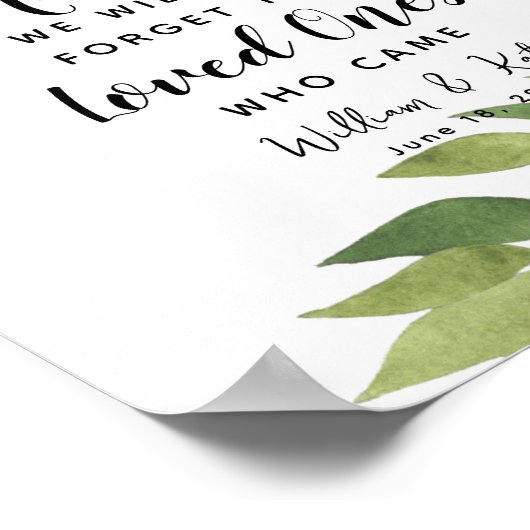 groen blad hart gast boek bruiloft poster (Hoek)