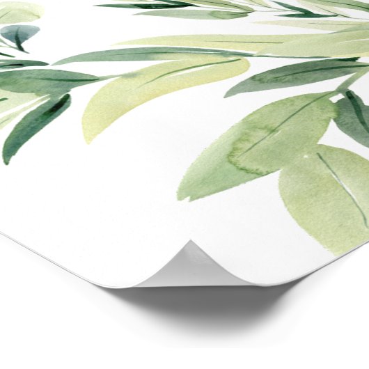 Groen blad krans boho bruiloft zitgrafiek poster (Hoek)