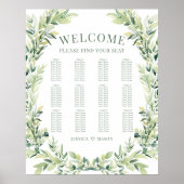 Groen blad krans boho bruiloft zitgrafiek poster (Voorkant)