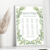 Groen blad krans boho bruiloft zitgrafiek poster