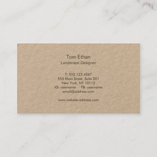 Groen blad Landschapsontwerper Logo Kraft Visitekaartje (Achterkant)