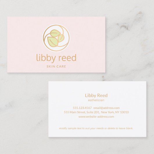 Groen blad Logo Pink Beauty Spa Visitekaartje (Voorkant / Achterkant)