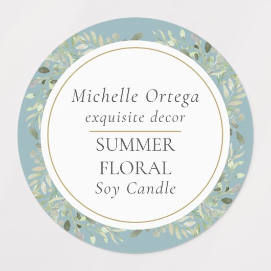 Groen Blad Moderne Elegante Gouden Cirkel Labels (Design 1)