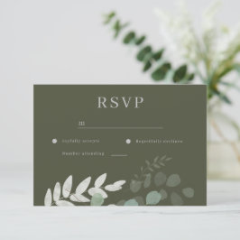 Groen Blad Olijf Bruiloft RSVP Kaartje