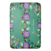 Groen blad Paarse edelstenen badmat (Voorkant Verticaal)