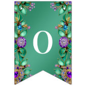 Groen blad Paarse edelstenen Bunting Flag Vlaggetjes (Tweede vlag)